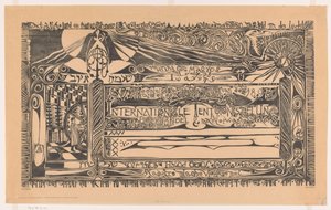 Oorkonde van de Vereeniging ter bevordering van de belangen des Boekhandels met drukker, papierrollen en ornamentiek