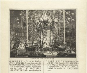 Vuurwerk ter viering van de aankomst van de ambassade van Moskou in Amsterdam 1697, 1697