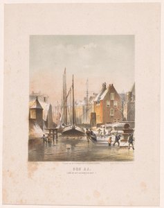 Bevroren kanaal in Groningen door Carel Christiaan Antony Last