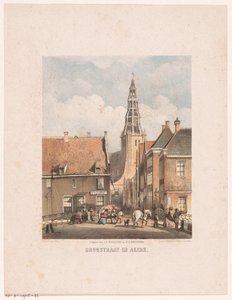 Brugstraat en Der Aa-kerk in Groningen door Carel Christiaan Antony Last