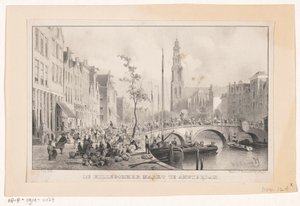 Hillegommermarkt bij de Reesluis in Amsterdam door Carel Christiaan Antony Last