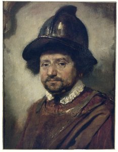 Man met helm door Carel Fabritius