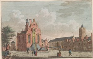 Markt en stadhuis van Schiedam, ca. 1790
