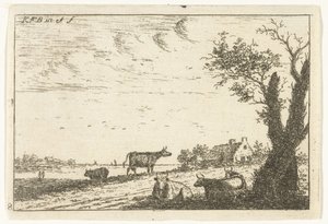 Rivierlandschap met koeien door Carel Frederik Bendorp (I)
