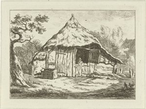 Boerenschuur met open bovendeur door Carel Lodewijk Hansen