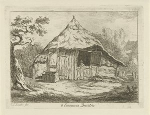 Boerenschuur met open bovendeur door Carel Lodewijk Hansen