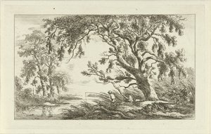 Visser in een rivierlandschap door Carel Lodewijk Hansen