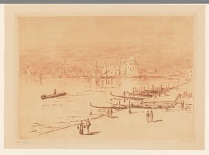 Kade met wandelaars in Venetië door Carel Nicolaas Storm van 