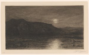 Landschap in maanlicht bij Villa Caprera door Carel Nicolaas Storm van 