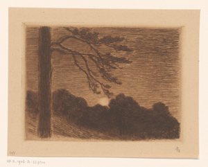 Landschap met opkomende maan door Carel Nicolaas Storm van 