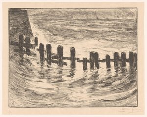 Paalwerk in de Schelde bij Vlissingen door Carel Nicolaas Storm van 
