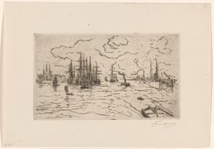 Schepen op de Maas door Carel Nicolaas Storm van 
