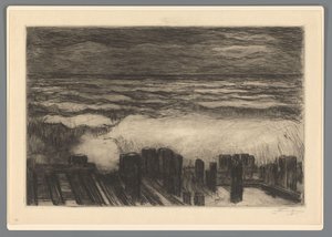 Zee met hoge golven door Carel Nicolaas Storm van 
