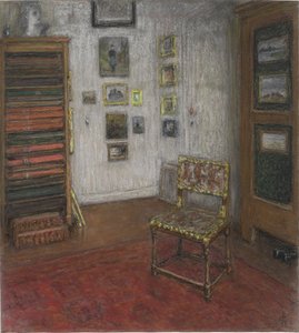 Atelierhoek met stoel en kunstkast, te Den Haag, Nieuwe Schoolstraat 28