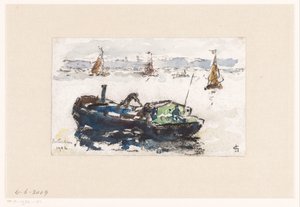 Gezicht op de Maas bij Rotterdam door Carel Nicolaas Storm van 
