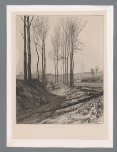Herder met kudde op een holle weg bij Vilvoorde door Carel Nicolaas Storm van 