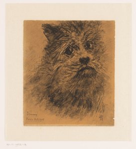 Portretstudie van hond Jimmy door Carel Nicolaas Storm van 
