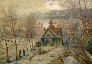 Kustlandschap met huis door Carl Edvard Diriks