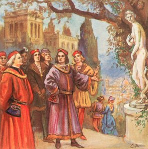 Aan het hof van de Medici (kleurenlitho)