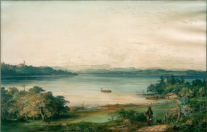 De Ammersee gezien vanaf kasteel Ried door Carl August Lebschee