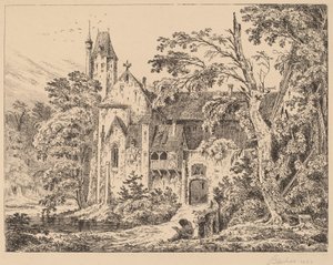 Het klooster in het bos door Carl Blechen