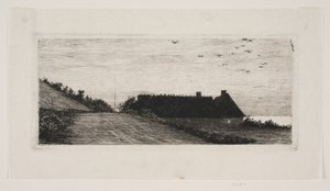 Huizen aan het strand. Zomernacht