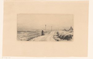 Landweg met wandelende dame en kind door Carl Bloch