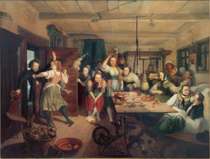 Spinnestube in Londorf door Carl Engel von Rabenau