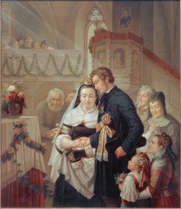 Huwelijk in de kerk van Londorf door Carl Engel von Rabenau