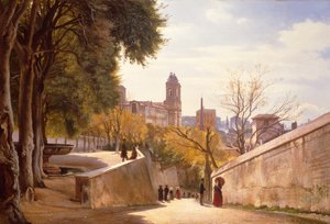 Uitzicht op Viale Trinità dei Monti met de fontein van Villa Medici, gezien vanaf Via di San Sebastianello, Rome door Carl Frederick Aagaard