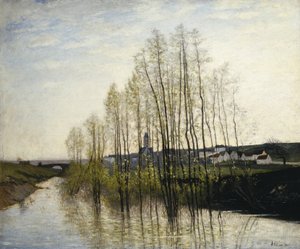 Rivierlandschap, Champagne door Carl Fredrik Hill