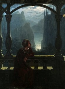 Ridderskasteel in het maanlicht, 1817 door Carl Friedrich Hampe