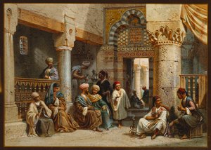 Arabische figuren in een koffiehuis
