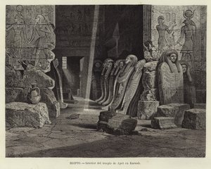 Egypte - Interieur van de tempel van Opet in Karnak door Carl Friedrich Heinrich Werner