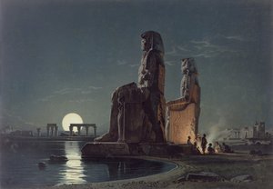 De Kolossen van Memnon, Thebe, een van 24 illustraties geproduceerd door G.W. Seitz, gedrukt ca. 1872 door Carl Friedrich Heinrich Werner