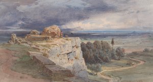 Uitzicht op Norba vanuit het noorden, richting San Felice Circeo, 1856 door Carl Friedrich Heinrich Werner