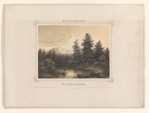 Gezicht op een water in Salzkammergut door Carl Friedrich Würthle