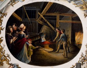 Uitzicht op gieterij door Carl and Geiger Peter Johann Nepomuk Kunz