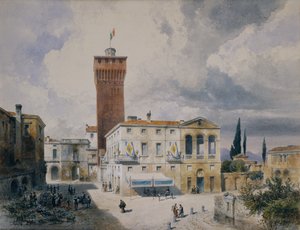 Marktplaats in Piacenza door Carl Georg Anton Graeb