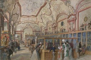 De Marmeren Hal van de Ambraser Galerie in de Lage Belvedere, Wenen, 1876 door Carl Goebel