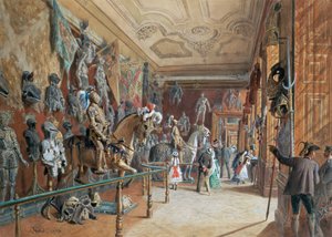 De Wapenrustkamer III van de Ambraser Collectie door Carl Goebel d. J.