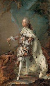 Portret van Frederik V in zalvende mantel door Carl Gustaf Pilo