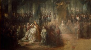 De Kroning van Koning Gustav III van Zweden (1746-92) door Carl Gustaf Pilo