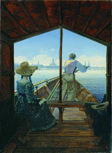 Boottocht op de Elbe bij Dresden (Ochtend op de Elbe) door Carl Gustav Carus
