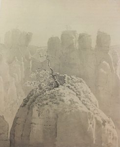 Duits: Uitzicht vanaf de Bastei brug in Saksisch Zwitserland naar de Kleine Gans door Carl Gustav Carus
