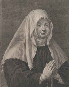 Portret van een biddende non door Carl Guttenberg