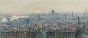 Panorama van Londen vanaf de top van het Monument, kijkend naar het westen, 1848