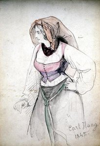 Studie van een dame in Italiaanse klederdracht