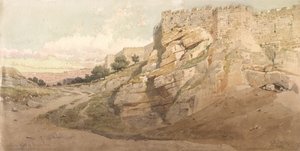 De noordelijke muur van Jeruzalem, 1859 door Carl Haag