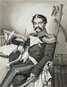 Portret van Denis Davydov 1784-1839, soldaat en dichter, begin 19e eeuw door Carl Hampeln von